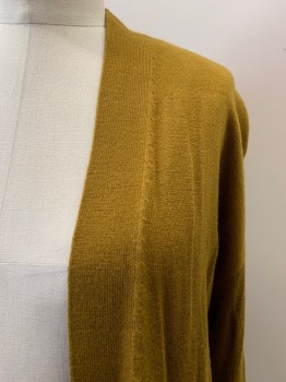 Womens, Sweater, ANN TAYLOR, Dijon Yellow, Viscose, Nylon, Solid, S, Shawl Lapel, Open Front, Long, MULTIPLES