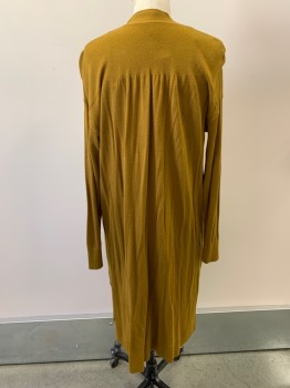Womens, Sweater, ANN TAYLOR, Dijon Yellow, Viscose, Nylon, Solid, S, Shawl Lapel, Open Front, Long, MULTIPLES