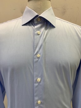 Eton, Baby Blue, Cotton, Solid, L/S, Button Front, Collar Attached