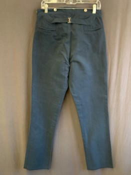 Mens, Historical Fiction Pants, NL, Navy Blue, Black, Cotton, Stripes, 34, 31, F.F, Button Front, Metal Suspender Buttons, 2 Front Pockets, Back Half Belt, 2 Back Pockets