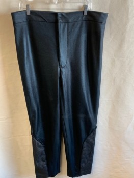 Mens, Sci-Fi/Fantasy Pants, MTO, Black, Synthetic, Poly Vinyl Cloride, Solid, Basket Weave, 38/29, Zip Front, Side Panel with Piping On Bottom Outside Of Legs,