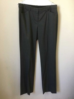 Womens, Slacks, THEORY, Charcoal Gray, Wool, Spandex, Solid, W32, 10, Flat Front, Zip Fly, Belt Loops,