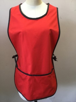 NL , Red, Black, Cotton, Solid, Red with Black Trim, Pockets