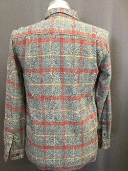 URBAN OUTFITTERS, Black, Gray, Red, Mustard Yellow, Cotton, Plaid, Collar Attached, Button Front, Long Sleeves,