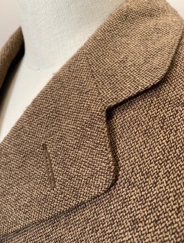 SIAM COSTUMES MTO, Brown, Beige, Wool, 2 Color Weave, Single Breasted, 3 Buttons, Notched Lapel, 3 Pockets, Made To Order