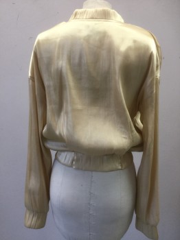 Womens, Casual Jacket, GUESS, Champagne, Polyester, Solid, S, Silver Zip Front, 2 Snap Pockets, Shiny