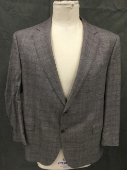 Mens, Sportcoat/Blazer, SAVILE ROW, Lt Brown, Brown, Lt Blue, Wool, Heathered, 50R, Single Breasted, Collar Attached, Notched Lapel, 2 Buttons,  3 Pockets
