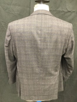 SAVILE ROW, Lt Brown, Brown, Lt Blue, Wool, Heathered, Single Breasted, Collar Attached, Notched Lapel, 2 Buttons,  3 Pockets