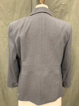 Womens, Blazer, JONES NEW YORK, Gray, Polyester, Heathered, 18, Single Breasted, C.A., Notched Lapel, 2 Buttons,  2 Panel Waistband, Shoulder Burn