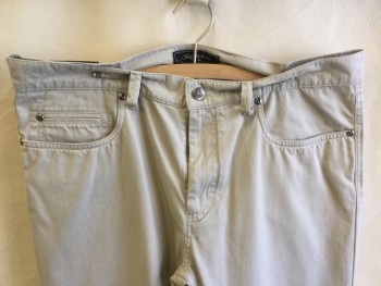Mens, Casual Pants, SAKS FIFTH AVENUE, Khaki Brown, Cotton, 34/34, Jean-cut, 5 Pockets, Zip Front,