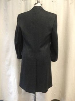 Mens, Coat, Overcoat, CHESTER BARRY, Gray, Wool, Speckled, Salt and Pepper, 4 Pockets, Back Vent, Notched Lapel, 3 Hidden Button Placket Front, Fully Lined