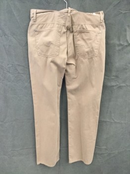 Mens, Casual Pants, 7 FOR ALL MANKIND, Khaki Brown, Cotton, Solid, 36/34, Zip Fly Belt Loops, 5 Jean Style Pockets