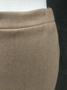 J. CREW, Camel Brown, Wool, Solid, Pencil Skirt, Twill, 1 1/2" Waistband, Zip Back, Back Vent