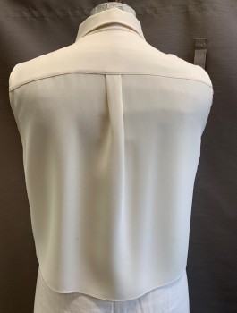Womens, Blouse, THEORY, Ecru, Triacetate, Polyester, Solid, XL, Button Front, C.A., Slvls, Back Yoke, Shoulder Pads