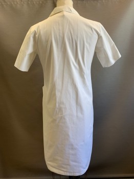 GALS, White, Polyester, Cotton, Solid, S/S, Zip Front, Collar Attached, Top Pockets,