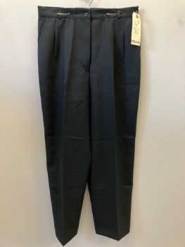 COUNTERPARTS, Black, Wool, Solid, Pleated Front, Zip Front, Belt Loops, 2 Pckts,