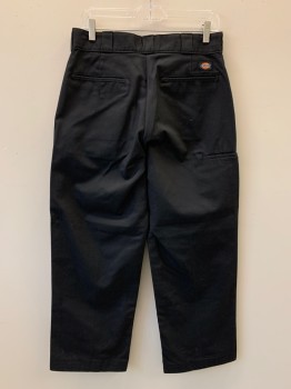 DICKIES, Black, Cotton, Polyester, Solid, F.F, Side Pockets, Zip Front, Belt Loops,