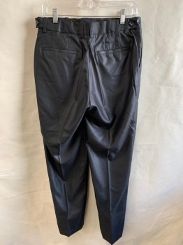 Mens, Suit, Pants, N/L, Black, Wool, Solid, I: 28 , W: 30 , F.F, Button Tab Closure Belt Loops, 4 Pockets