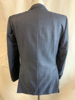 Mens, Sportcoat/Blazer, Z ZEGNA, Steel Blue, Wool, Mohair, Solid, 46, Single Breasted, 2 Buttons, 3 Pockets, Notched Lapel, Double Vent