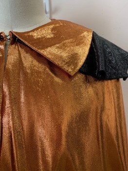 MTO, Black, Copper Metallic, Synthetic, Color Blocking, CAPE, Hook & Eye Closure, Copper C.A., Black Capelet On Shoulders *Fraying Tinsel All Around*
