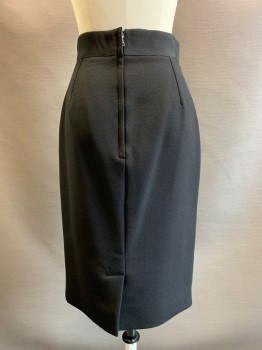 Womens, Skirt, Knee Length, Dolce & Gabbana, Black, Wool, Solid, 24, F.F, Pencil Skirt, Back Zipper, Mini Back Slit