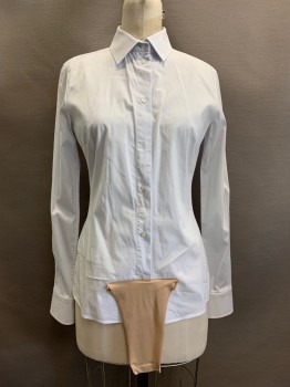 DOLCE & GABANNA , Powder Blue, Cotton, Solid, C.A., B.F., Pearlized White Plastic Buttons & Hidden Snap Buttons, L/S, Bust Darts, With Sew On Snap Crotch