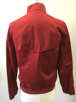 Mens, Casual Jacket, BANANA REPUBLIC, Red, Cotton, Polyester, Medium, Zip Front, 2 Buttons at Stand Collar, Storm Flap Cb
