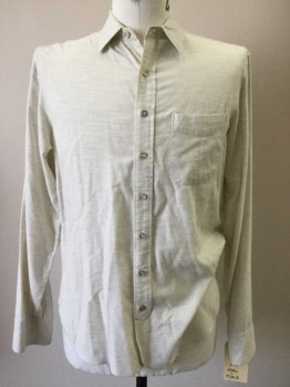 RAG & BONE, Cream, Charcoal Gray, Cotton, Cream with Charcoal Striations, Button Front, Collar Attached, Long Sleeves, 1 Pocket