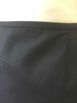 Womens, Skirt, Knee Length, CALVIN KLEIN, Black, Polyester, Grid , Solid, 2, Self Grid Stripes, Pencil Skirt, 3/8" Wide Self Waistband, Invisible Zipper at Center Back, Knee Length