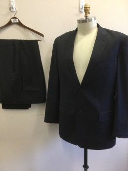 Mens, Suit, Jacket, COSANI, Midnight Blue, Wool, Solid, 38/32, 48 XL, Notched Lapel, 2 Button Front, Pocket Flaps