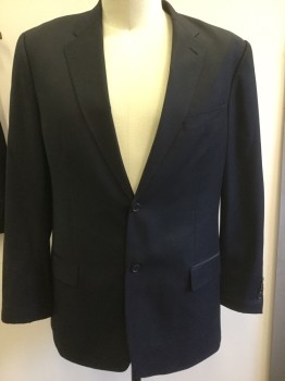 Mens, Suit, Jacket, COSANI, Midnight Blue, Wool, Solid, 38/32, 48 XL, Notched Lapel, 2 Button Front, Pocket Flaps