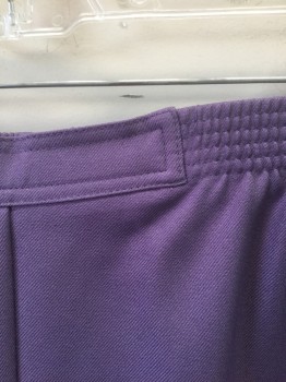 ALFRED DUNNER, Lavender Purple, Polyester, Solid, Twill Weave, Elastic Waist W/Non-Stretch CF Panel, 2 Side Pckts, Straight Leg w/CF Crease