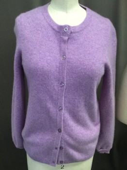 Womens, Sweater, BLOOMINGDALES, Lavender Purple, Cashmere, Solid, Xs, Crew Neck, Heathered Lavendar