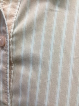 WORTHINGTON , Peachy Pink, White, Cotton, Stripes, Button Front, Collar Attached, Long Sleeves,