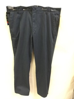 LEE, Navy Blue, Poly/Cotton, Spandex, Solid, Navy.  Flat Front, Zip Front, 4 Pockets