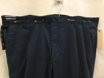 Mens, Casual Pants, LEE, Navy Blue, Poly/Cotton, Spandex, Solid, 32, 42, Navy.  Flat Front, Zip Front, 4 Pockets