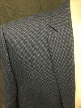 MICHAEL KORS, Blue-Gray, Black, Wool, Birds Eye Weave, Single Breasted, Collar Attached, Notched Lapel, 2 Buttons,  3 Pockets