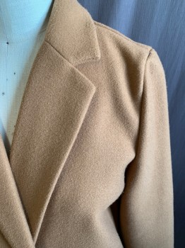 ZARA, Brown, Polyester, Solid, Single Breasted, No Buttons, Collar Attached, Notched Lapel, Long Sleeves, 2 Pockets