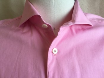 MEL GILBERT, Pink, Cotton, Solid, Wide Spread Collar Attached, Button Front, Bib, Long Sleeves