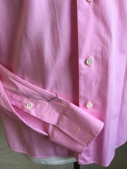 Mens, Historical Fiction Shirt, MEL GILBERT, Pink, Cotton, Solid, 38, 16.5, Wide Spread Collar Attached, Button Front, Bib, Long Sleeves