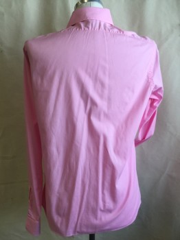 Mens, Historical Fiction Shirt, MEL GILBERT, Pink, Cotton, Solid, 38, 16.5, Wide Spread Collar Attached, Button Front, Bib, Long Sleeves