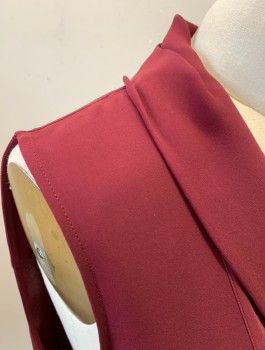 Womens, Blouse, THEORY, Red Burgundy, Silk, Solid, S, Chiffon, Sleeveless, Shawl V-Neck, Pullover