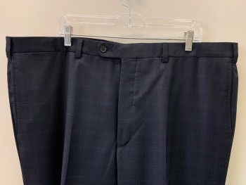 Mens, Suit, Pants, TED BAKER, Navy Blue, Wool, Polyester, Plaid, 43/35, F.F, Side Pockets, Zip Front, Belt Loops,