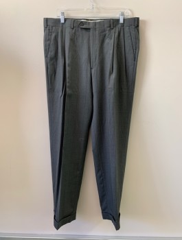 DIOR, Gray, Charcoal Gray, Wool, Plaid, Pleated, Side Pockets, Zip Front, Cuffed