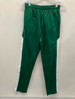 AUGUSTA, Kelly Green, White, Polyester, Elastic Waist, Drawstring, 2 Pckts, Side Stripe, Invisible Ankle Zips, MultipleCF051802