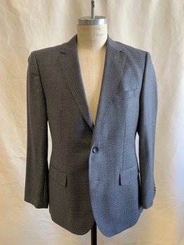 Mens, Sportcoat/Blazer, BOSS, Dk Gray, Lt Gray, Wool, 2 Color Weave, 40S, Single Breasted, 2 Buttons, 3 Pockets, Notched Lapel, Double Vent
