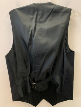 Mens, Suit, Vest, J. LINDBERG, Black, White, Wool, Stripes - Pin, 38, 5 button, 3 Pocket