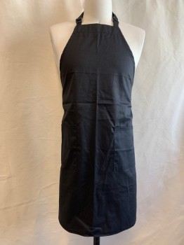 CHOICE, Black, Poly/Cotton, Solid, Full Apron, Two Pockets, Adjustable Neck, Self Tie