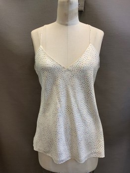 Womens, Top, THEORY, Cream, Multi-color, Silk, Squares, M, V-N, Racer Back, Yellow, Mauve, Green, And Blue Squares