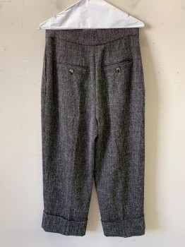 Womens, Pants, CLUB MONACO, Black, Gray, White, Polyester, Elastane, 2 Color Weave, 6, Pleated, Side Pockets, Zip Front